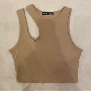 SHEIN tan cutout cropped tank